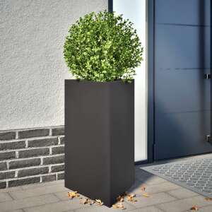 vidaXL ghiveci de grădină triunghiular din oțel negru 50 x 43 x 75 cm, ghiveci de exterior pentru plante și flori - Ghiveci