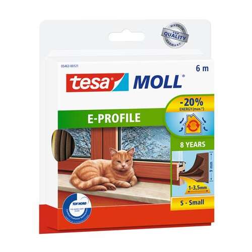 TESA Tür- und Fensterdichtband, 9 mm x 6 m, TESA "tesamoll® E-Profil", braun 37916563