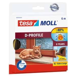TESA MOLL D-Profile window and door seal, 6 meters, brown, XL - Extra Large, energy saving, up to 40% energy saving, 8 years warranty - Water, Gas & Heating Installation