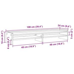 Fa Monitorállvány - Dupla - 100x24x16 cm - Fekete 104855323