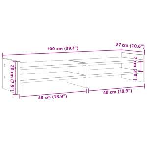 Fa Monitorállvány - 2 Polcos - 100x27x20 cm 104855947