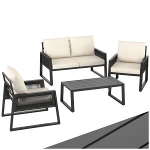 Captive Rope Garden Lounge Set, Aluminum Frame 118561353 - Garden Dining Set