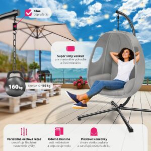 Anika Hanging Chair with Frame and Cushion 160 kg 134830332 - Nonbrand Hanging chair