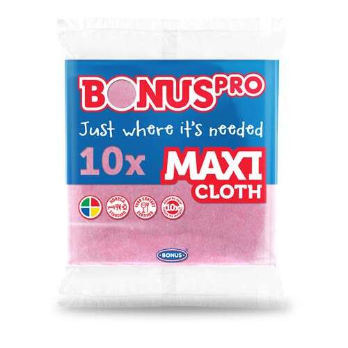 BONUS Törlőkendő, univerzális, 10 db, BONUS "MAXI", pink