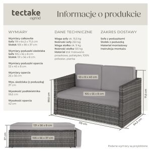 Meble ogrodowe, wypoczynkowe, sofa Korfu, technorattan 120745646 - Zestaw ogrodowy