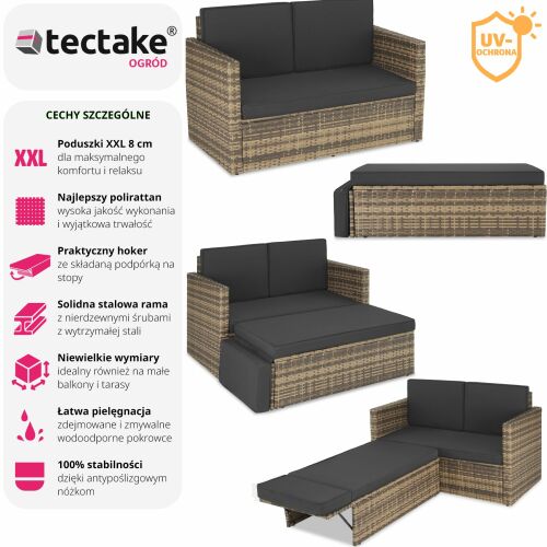 Korfu - Sofa Ogrodowa - Technorattan - 2-osobowa 112328344