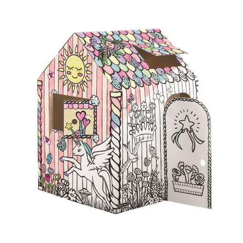 FELLOWES Farebný kartónový domček na hranie, FELLOWES "BANKERS BOX® Playhouse", jednorožec, zmiešaný vzor
