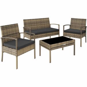 Sparta 3+1 Poly Rattan Garden Furniture Set 137016528 - Garden Dining Set