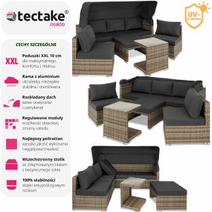 San Marino - Zestaw wypoczynkowy - Technorattan 112344080 - TecTake Zestaw do siedzenia w ogrodzie