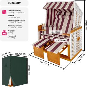 Plážový sedací box s čalúnením vr. ochranné plachty 118407063