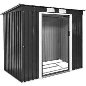 TecTake Metal Garden Shed 213x130x173cm with Sliding Door - Garden storage crate