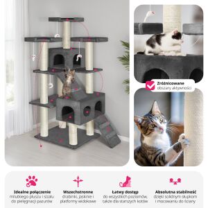 Knuti - Drapak dla Kota - 186cm - Szary 137310009 - Dom dla kotów, Meble dla kotów i Buda dla psa
