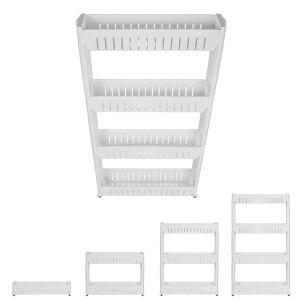 Narrow Space 4-Shelf Rolling Kitchen Rack 122112862 - Bathroom shelf unit