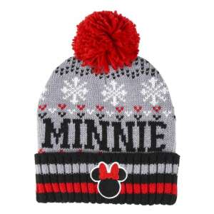 Minnie Mouse winter hat with pompom, grey and red, snowflake pattern, Cerda - Kids' Hat & Set