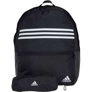 Adidas classic black backpack with white stripes, featuring a small pencil case - Adidas Backpack
