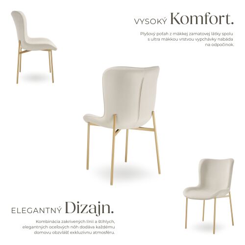 Tessa - Jedálenská stolička - Zamat - Zlaté nohy 137375748