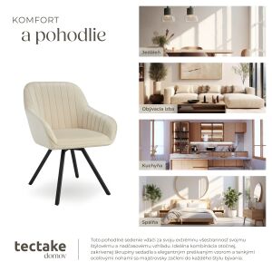 TecTake - Fotel Aksamitny Obrotowy Snug 137372117 - Krzesło do jadalni