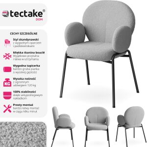 Scandi Upholstered Chair, Bouclé Fabric 112283258 - Dining chair