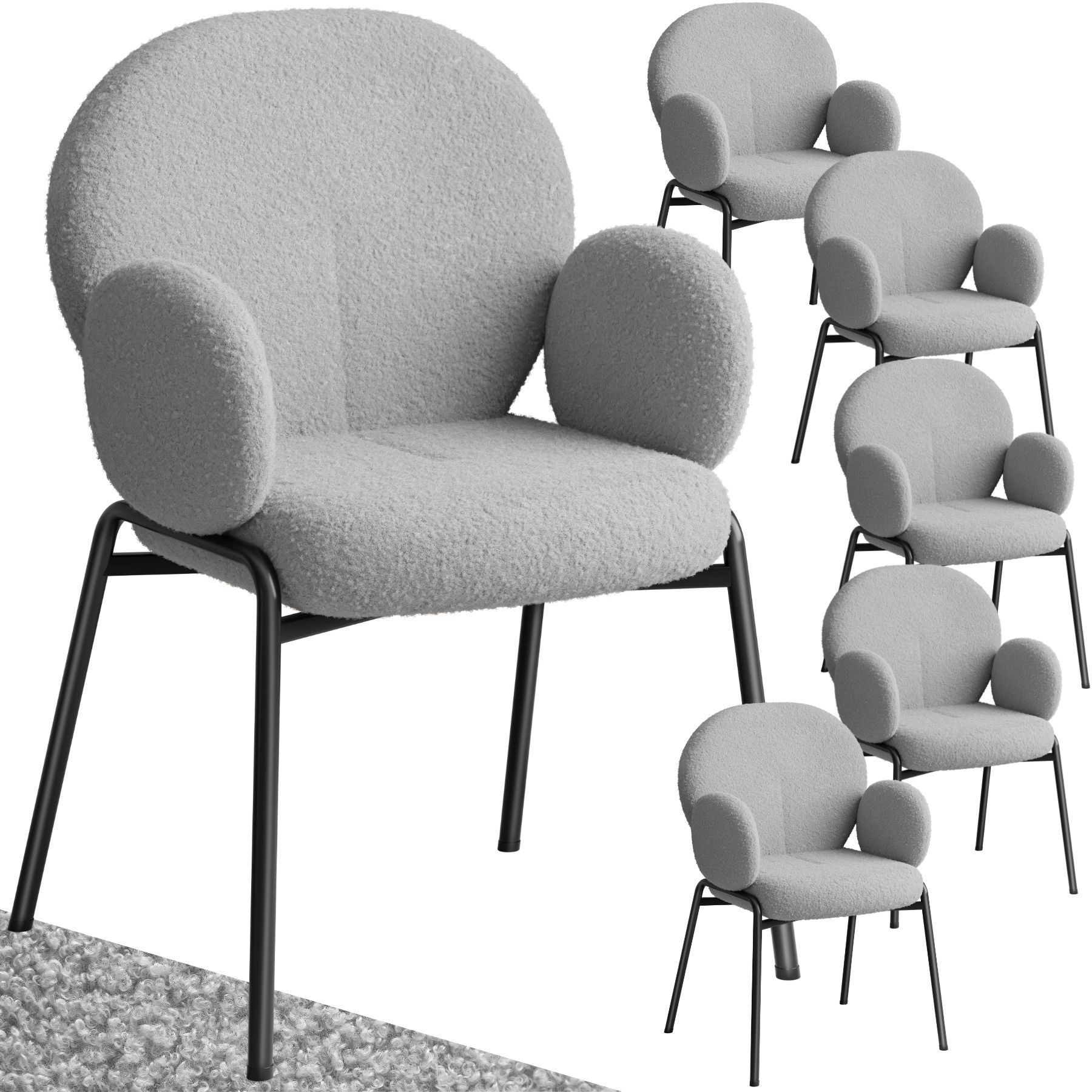 Scandi Upholstered Chair, Bouclé Fabric