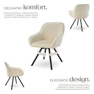 Snug Swivel Chair with Velvet Look Upholstery 121903385 - Dining chair