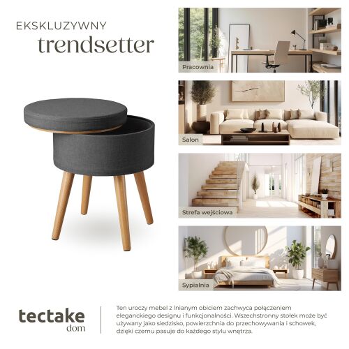 TecTake - Taburet Yara s úložným priestorom - Ľan - 35,5cm 121572685