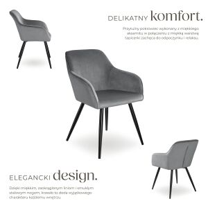 Marilyn Chair, Black Velvet 112354081 - TecTake Dining chair