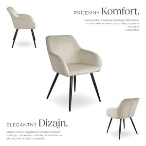 Stolička Marilyn – Zamatová Béžová – S Podrúckami 137372371 - TecTake Jedálenská stolička