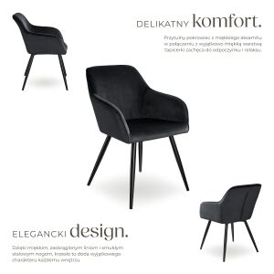 Marilyn Chair, Black Velvet 112355901 - TecTake Dining chair