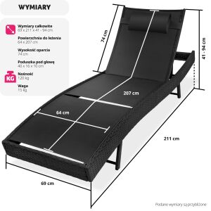 Tectake Moana - Leżak Rattanowy Ogrodowy 118566814