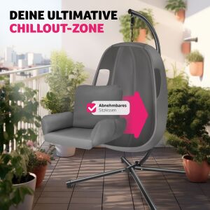 Anika Hanging Chair with Frame and Cushions, Load Capacity 160 kg 118566065 - Nonbrand Hanging chair