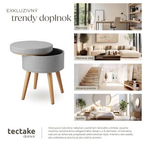 Upholstered Stool Yara in Linen Look 300 kg with Storage Compartment 121458746 - TecTake Dining chair