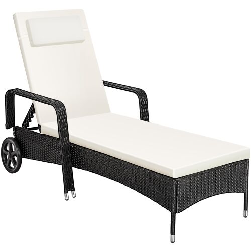 Rattan Garden Lounger with Wheels 118406909