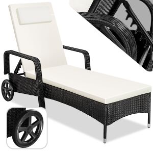 TecTake - Ratanové Ležadlo s Kolieskami - 6 Polôh 118406903
