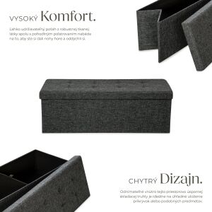 Folding Polyester Ottoman with Storage 110x38x38cm 120920860 - Dining chair