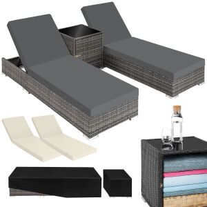 TecTake - Ratanové Ležadlá - 2 ks - s Stolíkom 118406806