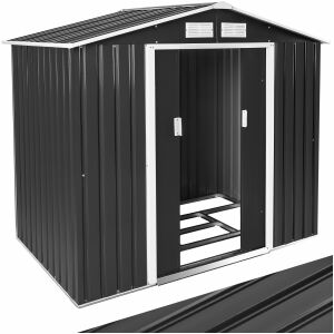tectake Steel Garden Shed, Outdoor Storage Shed with Open Door - Garden storage crate
