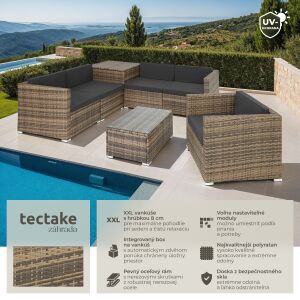 TecTake - Ratanový nábytok Pisa - Záhradná zostava - 7 dielov 121442940