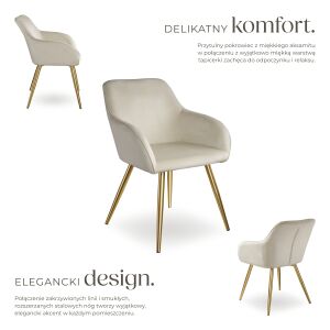 TecTake - Aksamitne Krzesło z Metalowymi Nogami - Zestaw 6 szt. - Złote 137372492 - Krzesło do jadalni