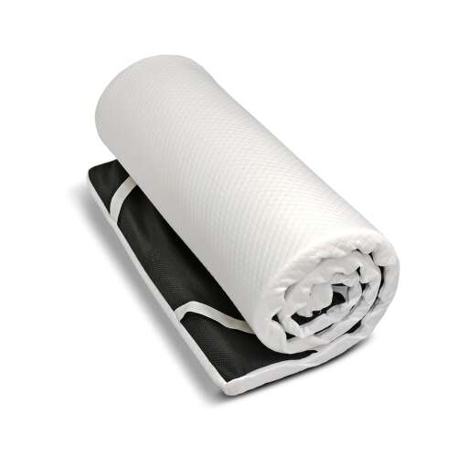 MemoryPlus 4 cm vastag memóriahabos fedőmatrac, felgöngyölve, fehér, fekete, 140x200 cm