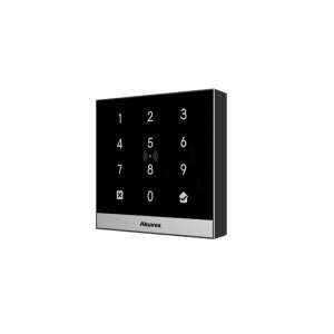 Akuvox A02S önálló működésű IP alapú kód- és kártyaolvasó, fekete fém házban, edzett üveg előlappal - Beléptető rendszer
