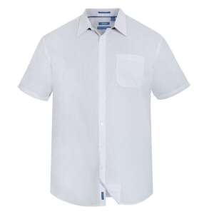Fehér rövid ujjú férfi ing mellzsebbel, DELMAR D555 oversize - Férfi ing