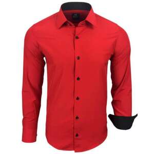 Rusty Neal férfi piros hosszú ujjú karcsú fazonú ing fekete gallérral és mandzsettával - Férfi ing