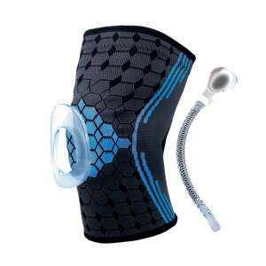 VivaFit by vivamax térdszorító patella gyűrűvel, XL méret, fekete és kék - Vivafit