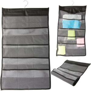 Fekete akasztós rendező 22 zsebbel fehérneműhöz, zoknihoz és kiegészítőkhöz - Gardrób rendszerező