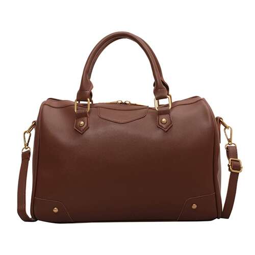 Brązowa torebka na ramię Dollcini w stylu vintage ze  regulowanym paskiem, damska torebka