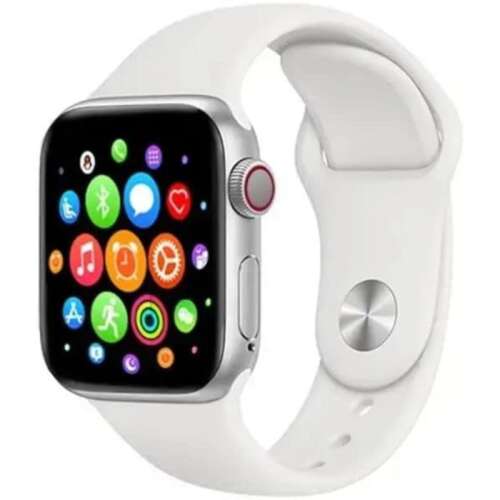 D&K I7 Smartwatch with white silicone strap