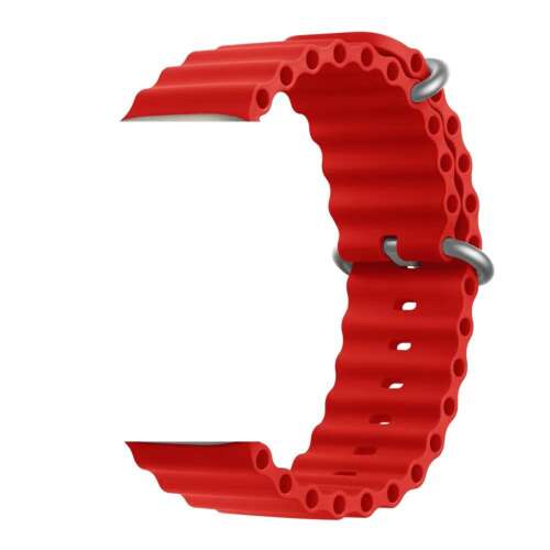 Piros szilikon Apple Watch szíj, D&K Ocean, kompatibilis Apple Watch Ultra, Series 8, 7, 6, 5, 4, 3, SE, 42/44/45/49mm