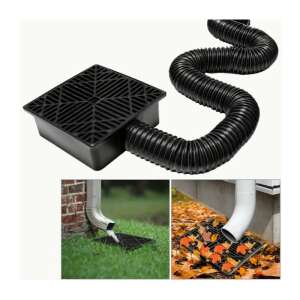 Colaj cu scurgere jgheab cu furtun flexibil, instalat și deviind apa de ploaie și frunzele. - Rigole de scurgere pentru exterior