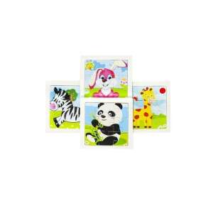 Puzzle din lemn cu animale, 9 piese pentru copii (4 buc) 104922608 - Puzzle pentru copii