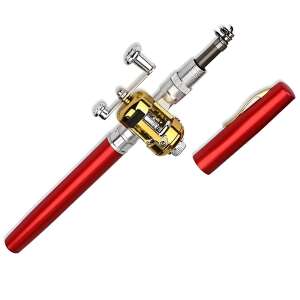 Piros teleszkópos zsebpeca orsóval, mini horgászbot, hordozható horgászbot - Zsebpeca